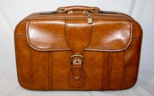 Vintage Faux Brown Leather Travel Case Overnight Luggage Bag Taiwan picture