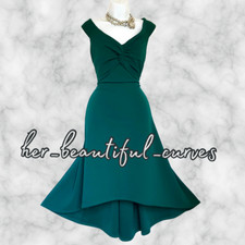 STUNNING QUIZ GREEN HI - LOW OCCASION MIDI DRESS SIZE 18 new with tags picture