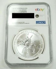 2015 P Australia $1 Silver Funnel Web Spider Certified NGC OZ. .999 Bullion Coin picture