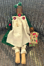OOAK HANDMADE PRIMITIVE RAG CLOTH GIRL DOLL JOHN 3:16 REJOICE CHRISTMAS picture