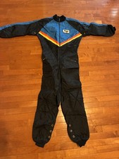 Vintage Margay Racing Suit Mens Medium Black Kart One Piece Striped Coverall picture