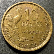 FRaNCE - Fourth Republic (1946-1958) Old Aluminum-Bronze Coin 10 Francs 1954 B * picture