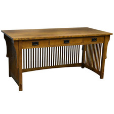 Crafters and Weavers Mission Craftsman Quarter Sawn Oak Desk, Library Table  picture