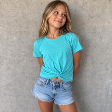 Abercrombie Kids Turquoise Twist Front Tee Size 11/12 picture