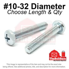 #10-32 Phillips Pan Head Machine Screws Bolts Zinc FINE (Pick Length & Qty) picture