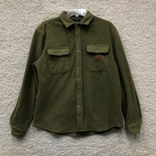 Brixton Button Up Shirt Medium Adult Green Standard Fit Bowery Fleece Snap Mens picture
