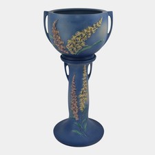 Roseville Foxglove Blue 1942 Art Pottery Jardiniere Planter and Pedestal 659-10 picture