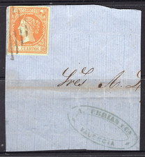 1850 sPAIN ESPANA Isabel Correos 4 Cuartos FRONT PIECE ONLY picture