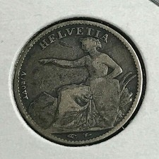 1851-A SWITZERLAND SILVER 1/2 FRANC RARE COIN picture