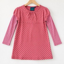 Mini Boden Girls Striped Polka Dot Shift Dress Cotton Jersey Long Sleeve 5-6Y picture