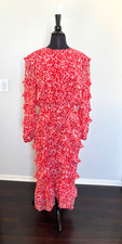 Saloni Victoria Silk Dress Sz UK14/U10 Ruffled Floral Wedding Guest Dinner Party picture