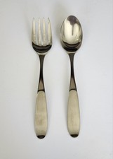 Vintage Dansk PW Japan Serving Set Spoon & Fork 18/8 Stainless Flatware picture