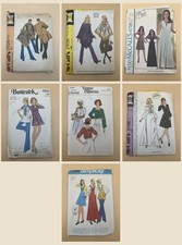 Lot 7 Vintage 1970s Boho Sewing Patterns Poncho Maxi Dress Peasant Blouse picture