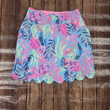 Lilly Pulitzer Luxletic Monica Scallop Skort Womens 00 Blue Pink Preppy Tennis picture