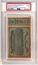 Knute Rockne 1929 ND (13) USC (12) Ticket Notre Dame National Champs PSA 3 picture