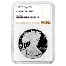 2008-W Proof $1 American Silver Eagle NGC PF70UC Brown Label picture