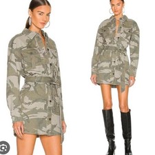 Women's Lovers and Friends Camo Belted Mini Dress M Green Beige picture