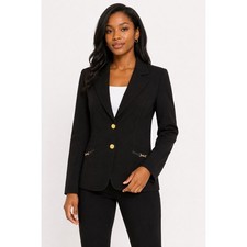 Tahari Arthur S. Levine Black Gold Chain Detail Blazer Jacket Size 6 picture