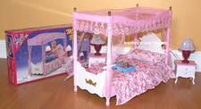NEW GLORIA DOLLHOUSE FURNITURE Master Canopy Bedroom (2314) FOR BARBIE picture