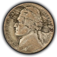 1944-P 5c Jefferson Silver War Nickel - Dramatic Mint Error Lamination - Z6841 picture