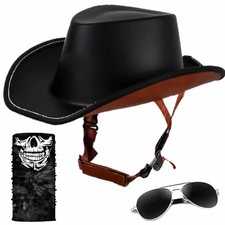 Retro Motorcycle Half Helmet, Western Cowboy Hat Helmet Open Face Motorcycle ... picture