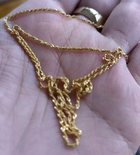 Stamped Au750 Solid 18k yellow Gold Necklace Women Rope Chain 46cm width 1mm picture