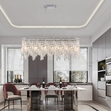 Silver Elegant Oval Crystal Chandelier, Modern Ceiling Light Fixture picture