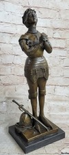 Signed Mercie Saint Joan of Arc Bronze Marble Sculpture Statue Figurine Figure picture