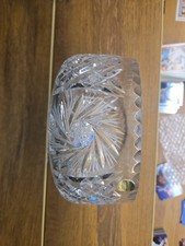 Vintage Bohemia Crystal 24%pbo Lead Crystal Pinwheel Serving Bowl Czechoslovakia picture