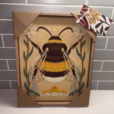 BP Home Woven Artistry Bumblebee Embroidered Framed Canvas Wall Art 12x15 New picture
