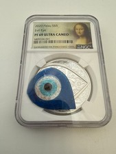 Palau 2020 $5 Evil Eye PF69 Ultra Cameo Multicolor Silver Coin picture