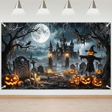 Avezano 6x3.6ft Halloween Banner Scary Backdrop 6 x 3.6 ft, Grey picture