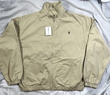 BNWT Polo by Ralph Lauren Men's Beige Windbreaker Full Zip Lined Pockets Size L picture