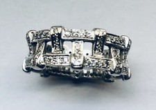 Amazing 14k White Gold Basket Weave .70 Ct (Total) Diamond Wedding Band Sz 9.5 picture