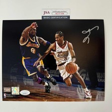 Autographed/Signed Allen Iverson vs. Kobe 76ers 8x10 Photo JSA COA picture