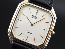 Vintage 1982 Seiko Dolce 6020-5930 Silver Two Tone Quartz Mens Watch JAPAN picture