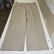 Haggar Work to Weekend Mens No Iron Khaki Pants Plain Front Beige 40W 32L NWT picture