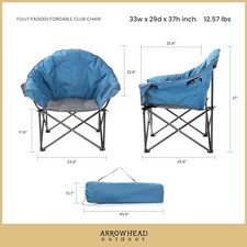 OUTDOOR OVERSIZED HEAVY-DUTY CLUB FOLDING CAMPING CHAIR W/EXTERNAL ARROWHEAD picture