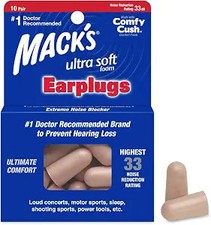 Mack's Ultra Soft Foam Earplugs, 10 Pair - 33dB Highest NRR, Comfortable Ear Plu picture