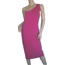 DVF Diane Von Furstenberg EUC Pink One Shoulder Knit Dress P picture