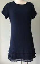 New LuLus Women Size Small navy blue mini dress Short Sleeve Sheath Crewneck picture
