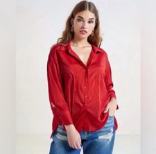Cato Women's Plus-Size Red Button-Up Blouse picture