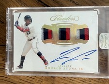 2019 Panini Flawless Ronald Acuna Jr Triple Patch Signatures Gold 3/10 Auto Brav picture