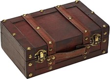 Vintiquewise(TM) Old-Fashioned Small Suitcase/Decorative Box with Straps picture