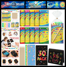 Prudiut 30-Pack Rainbow Scratch Art Notebooks with Stylus for Kids picture