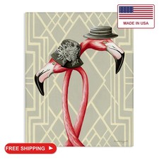 Stupell Industries 'Pink Flamingos Intertwining Vintage Hats'| Canvas Art picture