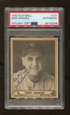 Zeke Bonura Signed 1940 Play Ball #87 Autographed Senators D:1987 PSA/DNA picture