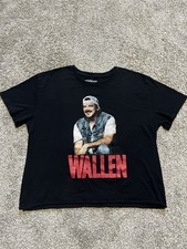 Official Morgan Wallen Cropped Graphic T-Shirt Black Raw Hem Women's Size XL picture