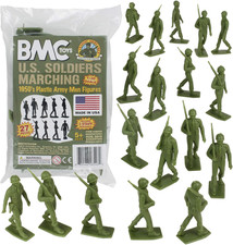 BMC Marx Plastic Army Men Marching US Soldiers - Green 27Pc WW2 Figures US picture