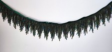 Luxury Iridescent Beaded Fringe Trim 12 Yards 12 Inches Emerald Satin Couture picture